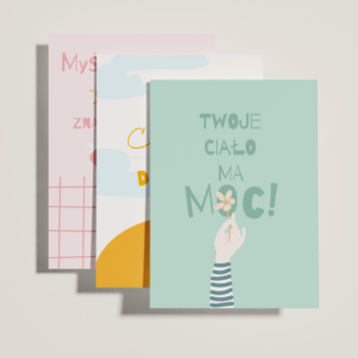 Zestaw trzech plakatów: Czuj, Myślenie, Ciało